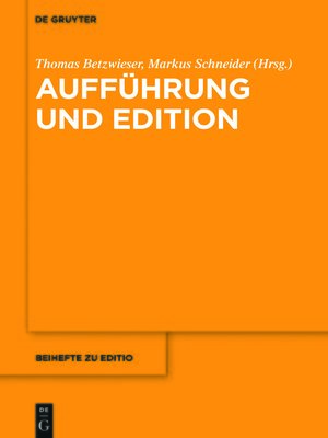 cover image of Aufführung und Edition